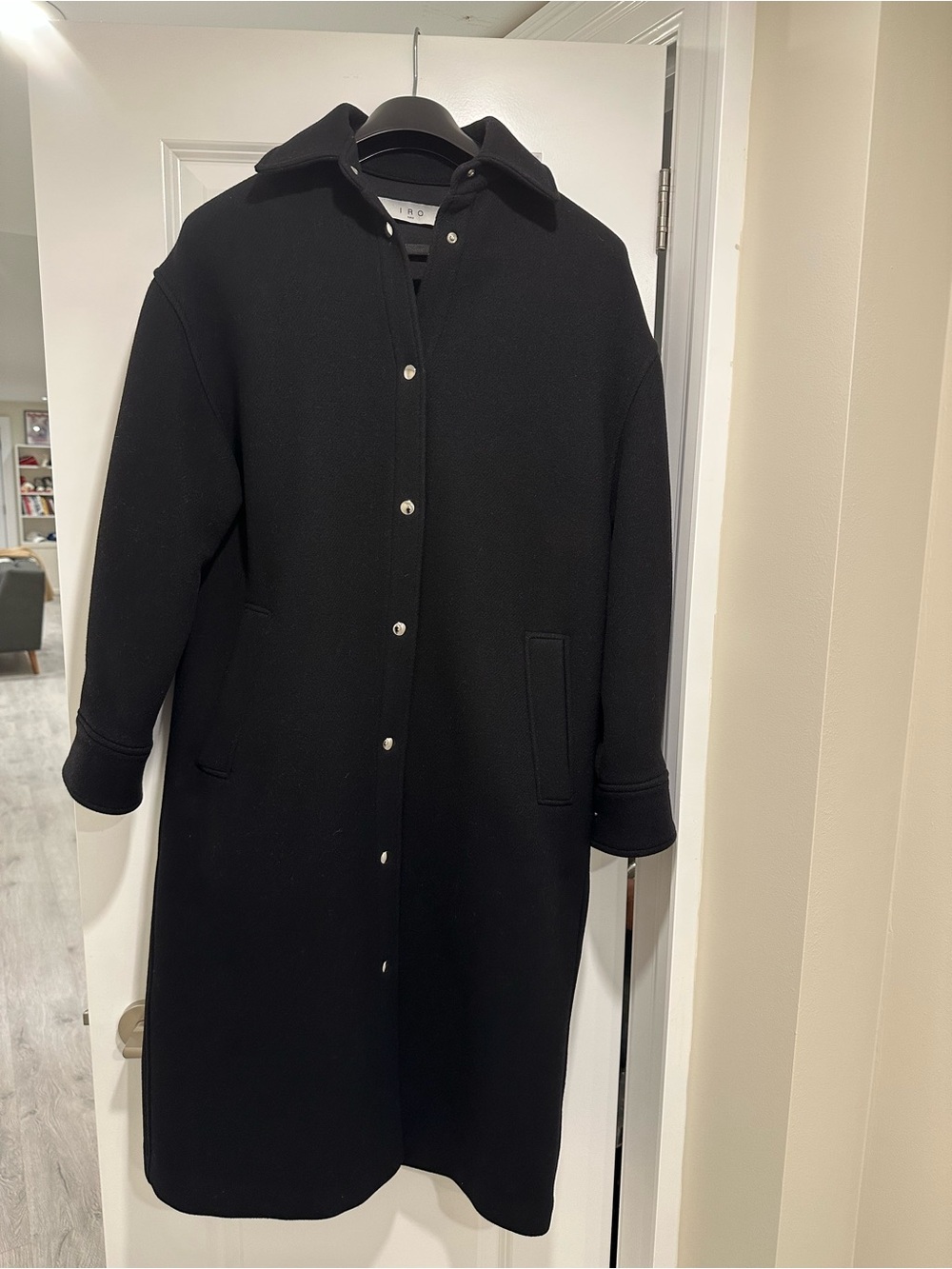 IRO Black Long Button-Front Coat